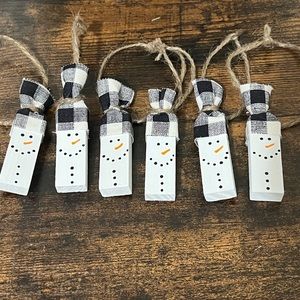 Handmade Wood Snowmen Ornaments